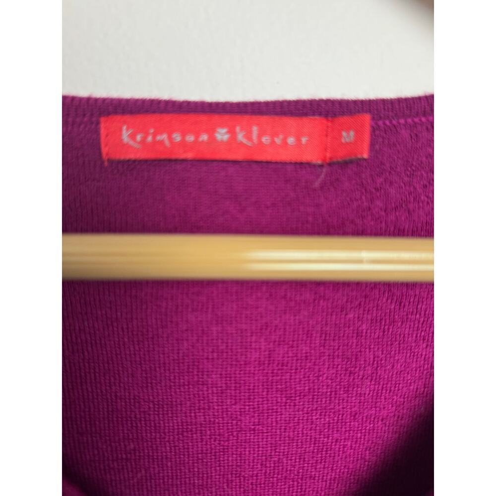 Krimson Klover Women M Fuchsia Pink Sweater Dress Merino Wool Long Sleeve Ribbed - Picture 4 of 10